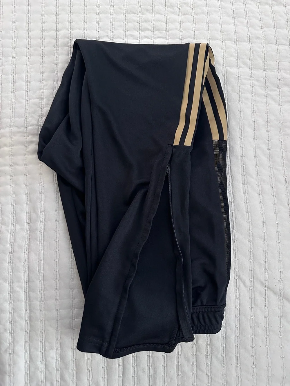 adidas Black Joggers with Gold Logo & Side Stripes - Men